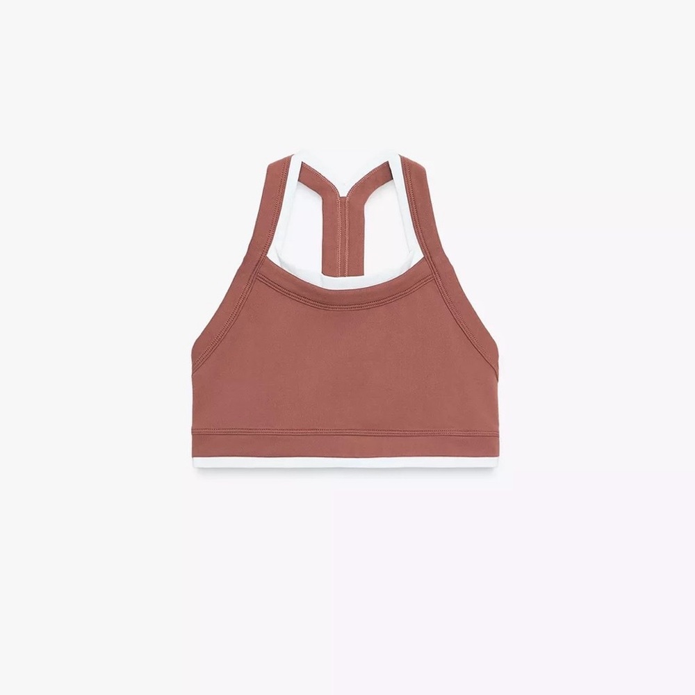 New Zara Mid Pink and White Sports Bra